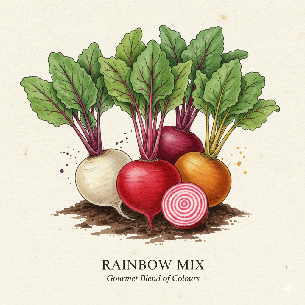 Colorful rainbow beetroot vegetable seeds for kids from The Puzzle Seed Company, showcasing vibrant rainbow-forkids.png.