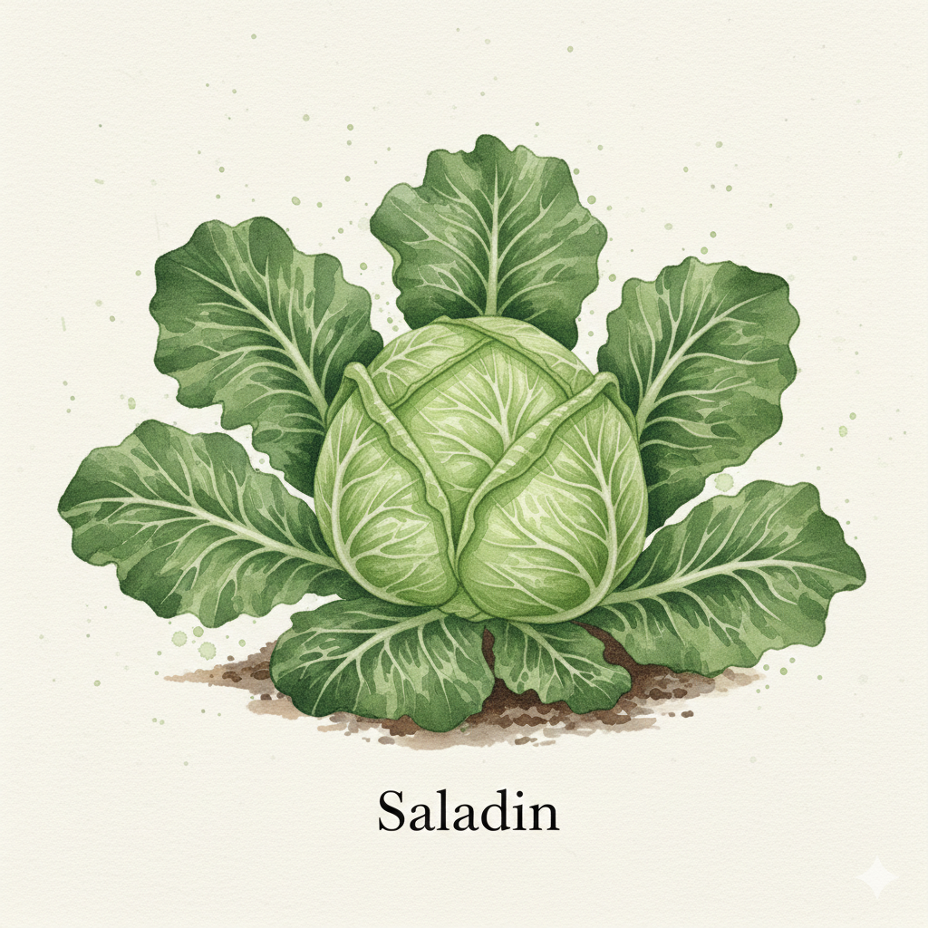 Saladin lettuce seeds by The Puzzle Seed Company, featuring a pack of 1,200 crunchy iceberg vegetable seeds.