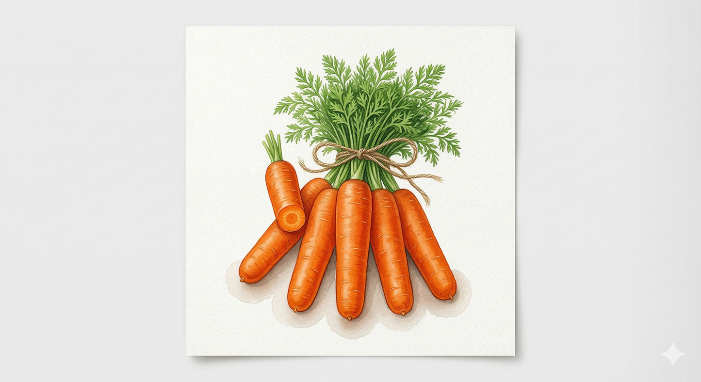 Sweet Candle F1 carrot seeds from The Puzzle Seed Company, displaying vibrant orange carrot seeds for vegetable gardening.