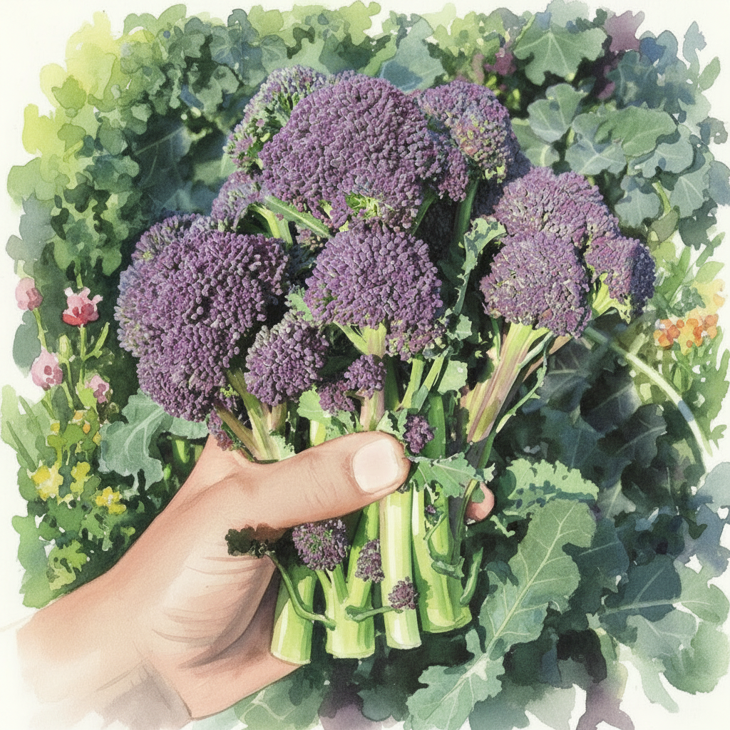Broccoli Purple Sprouting Santee Watercolour - Clean