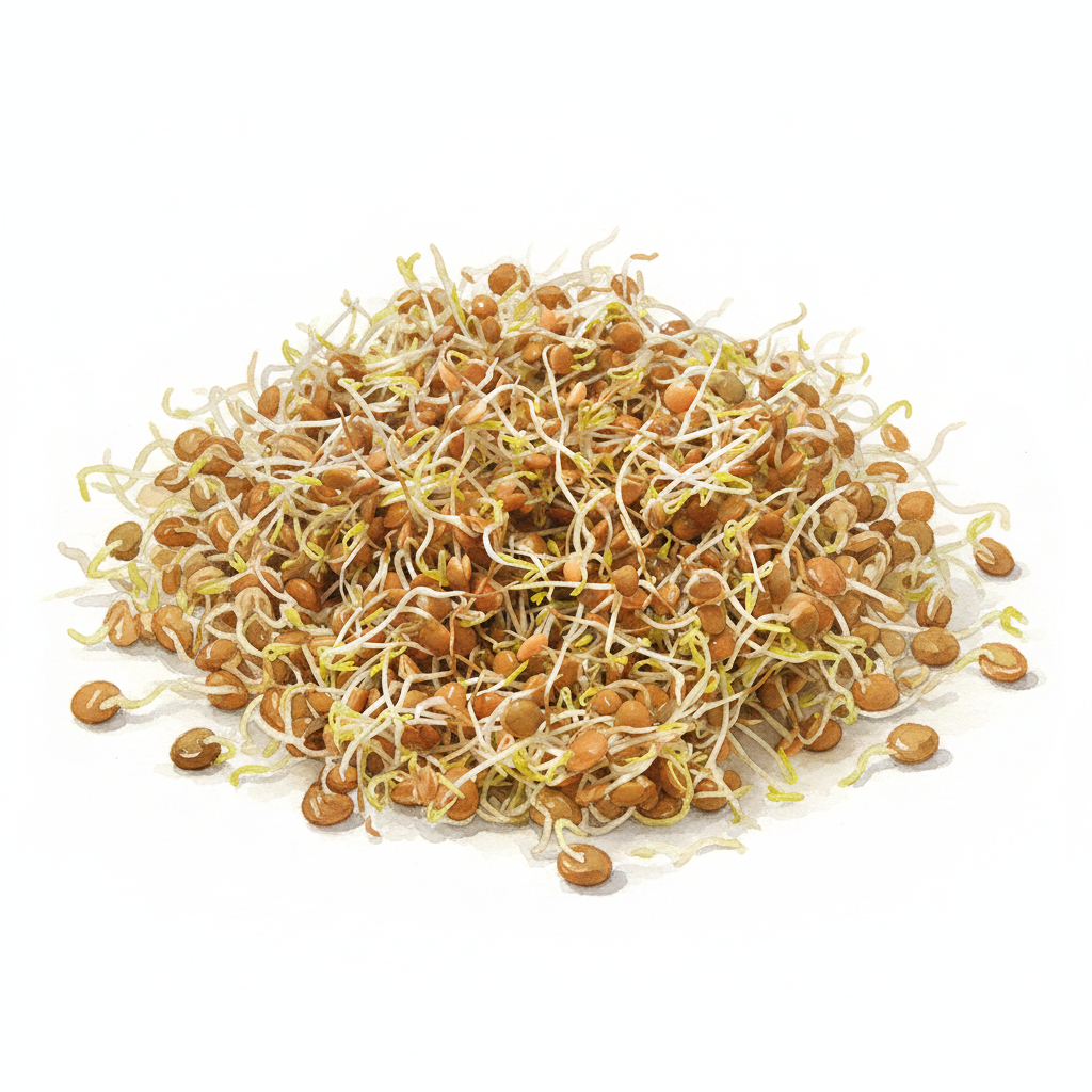 Organic Brown Lentil Sprouts Watercolour