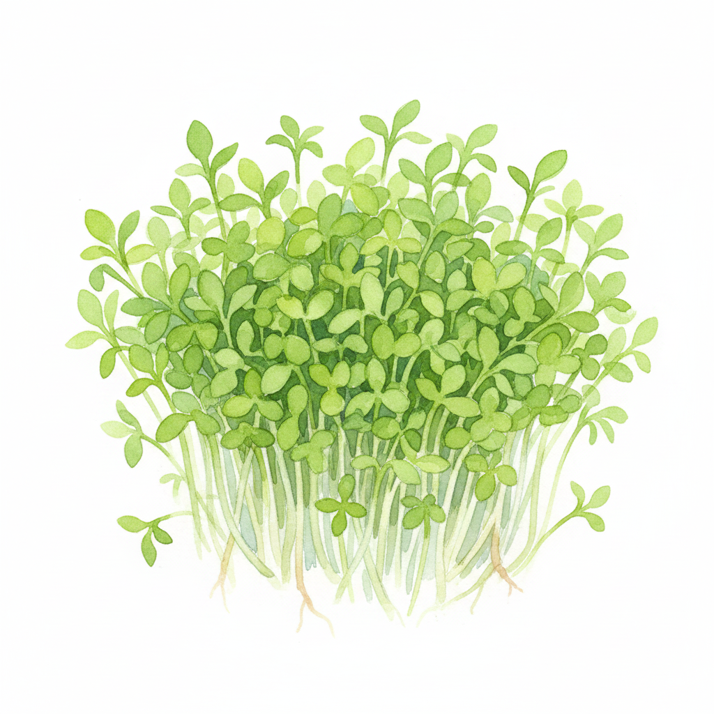 Organic Cress Sprint Watercolour Botanical