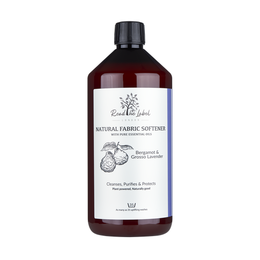 Natural fabric softener with bergamot and Grosso lavender, designed for fabric and upholstery protection by Read The Label London.