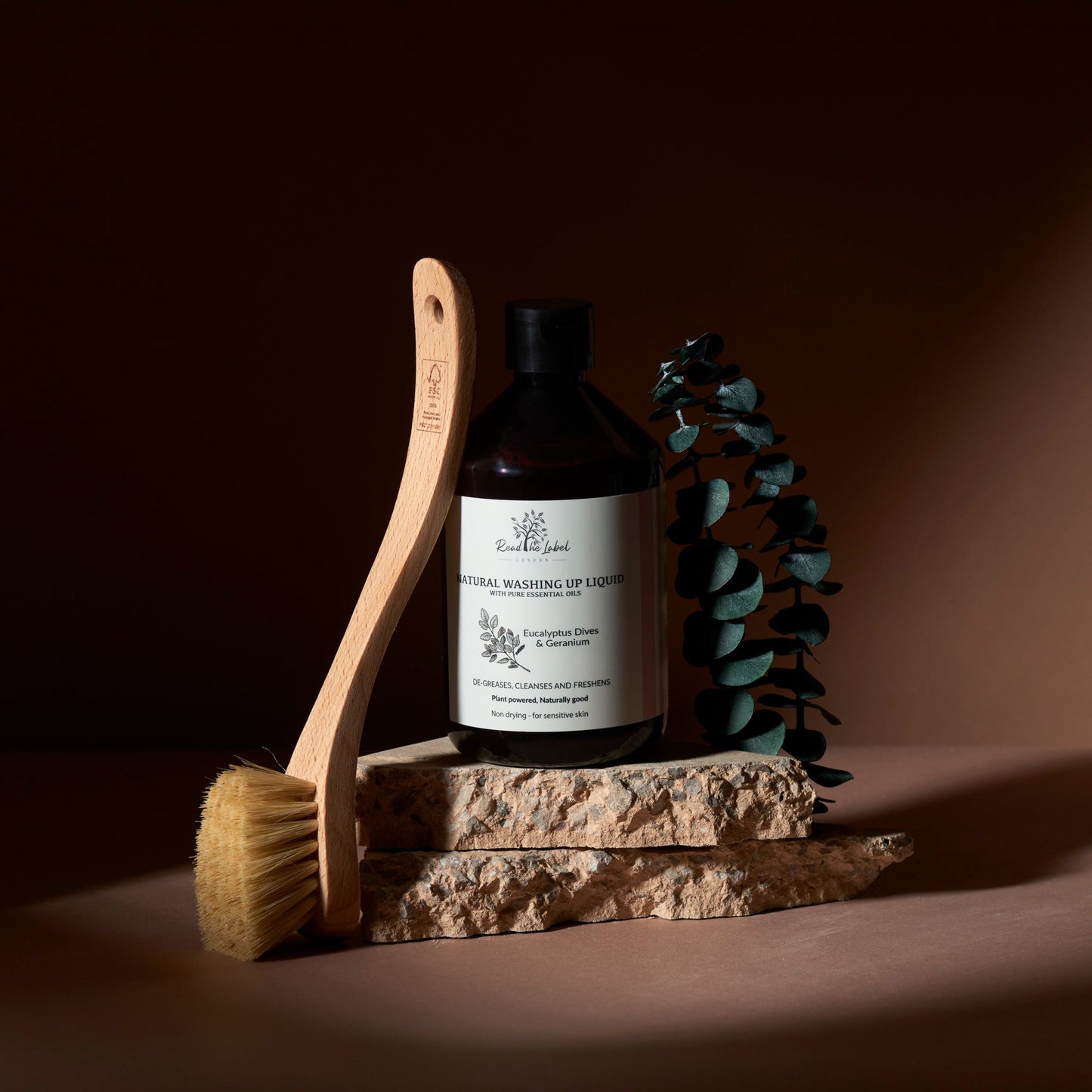 Natural washing up liquid with bergamot and grosso lavender from Read The Label London, featuring a clear bottle with a green label.