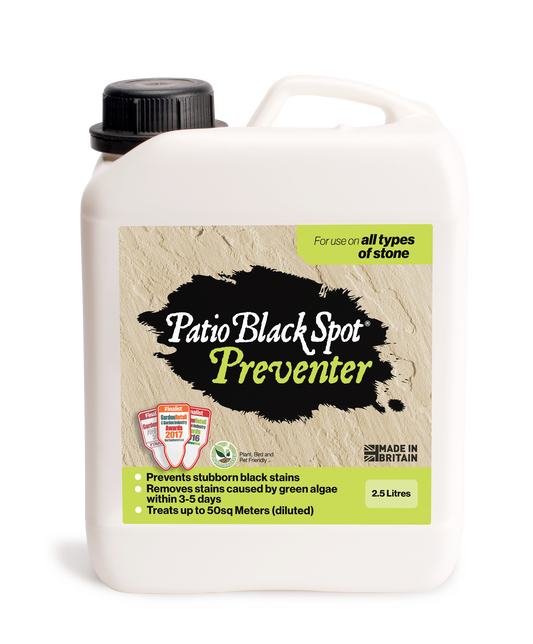 2.5L patio black spot preventer by Patio Black Spot Removal for all stone types, ideal for home and garden use.