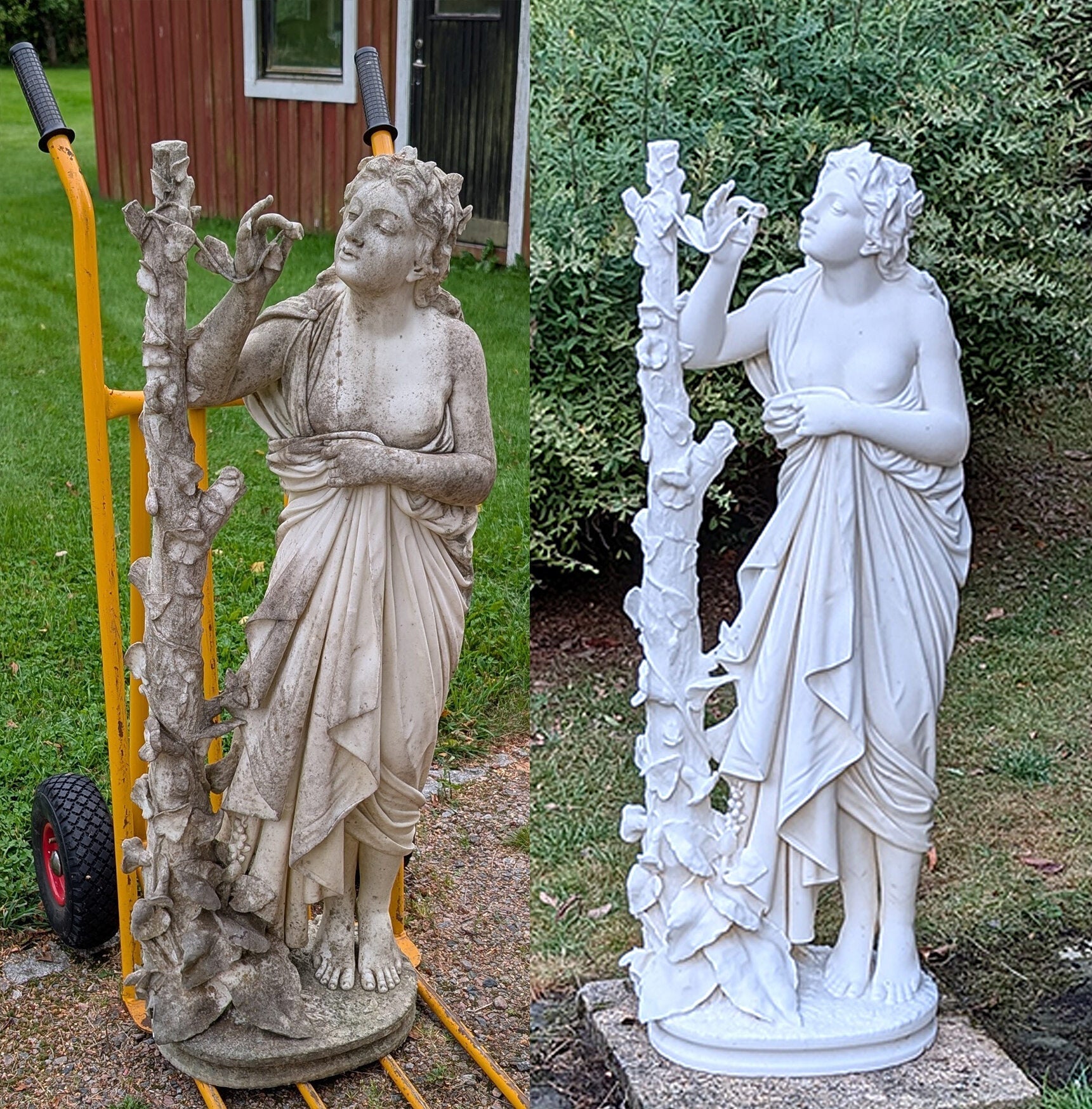 Stone King ornaments and gravestone cleaner by Patio Black Spot Removal, showcasing a cleaning product for stone and garden statues.