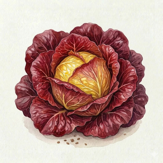 Red Little Gem lettuce seeds from The Puzzle Seed Company, showing fresh seed packets for Amaze lettuce variety.
