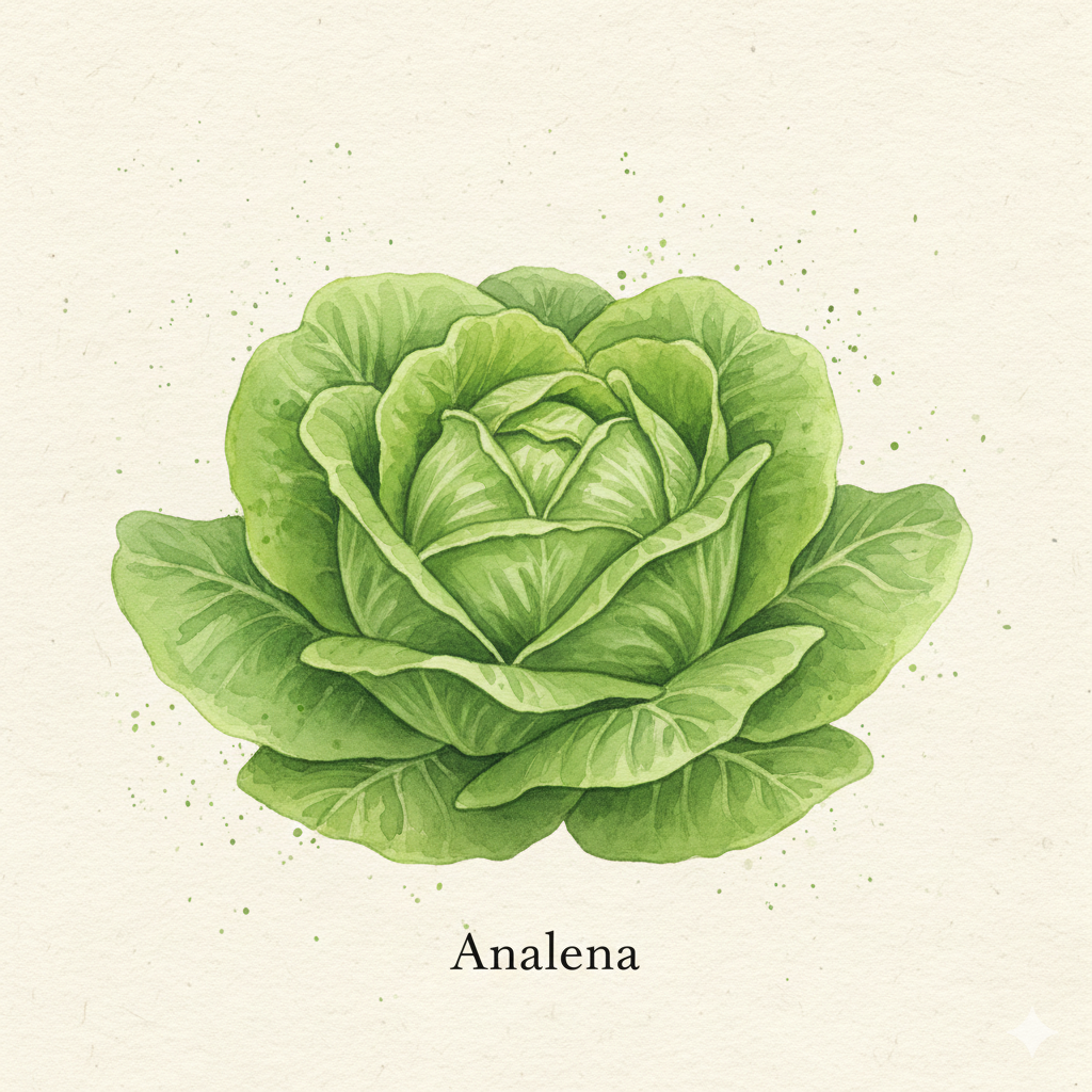 Close-up of Analena Butterhead lettuce seeds from The Puzzle Seed Company, showcasing 300 vegetable seeds for planting.