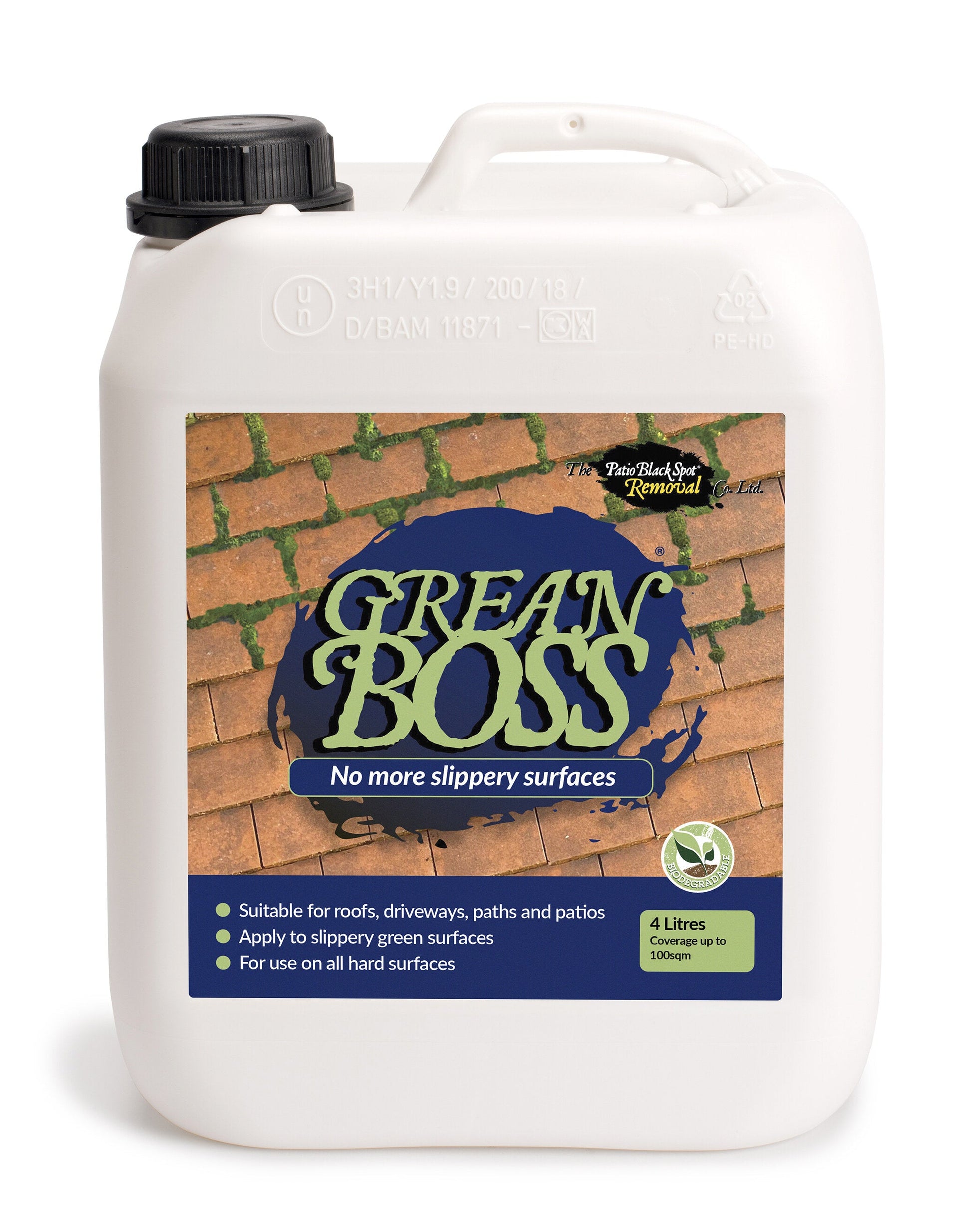 Grean Boss 4 Litre container for Patio Black Spot Removal, a home and garden product for outdoor cleaning and garden care.