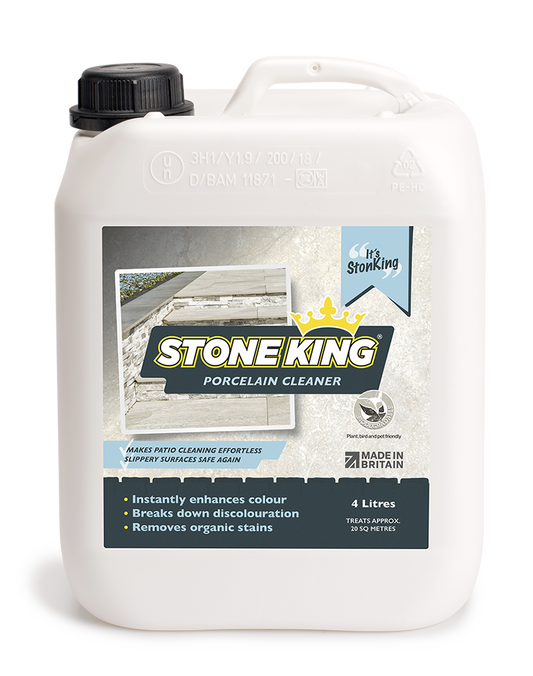 Stone King porcelain cleaner from Patio Black Spot Removal, showing a bottle of porcelain cleaner for cleaning and polishing surfaces.