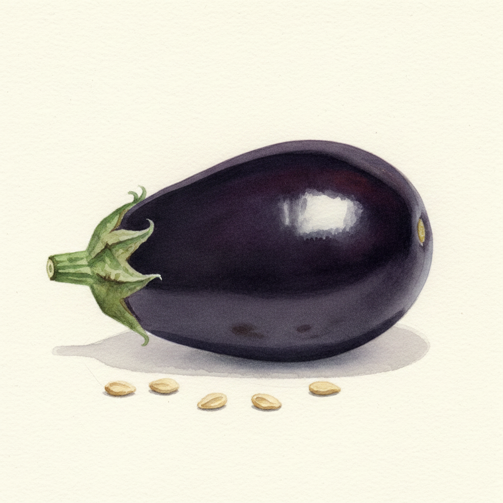 Black Beauty Aubergine Watercolour Botanical