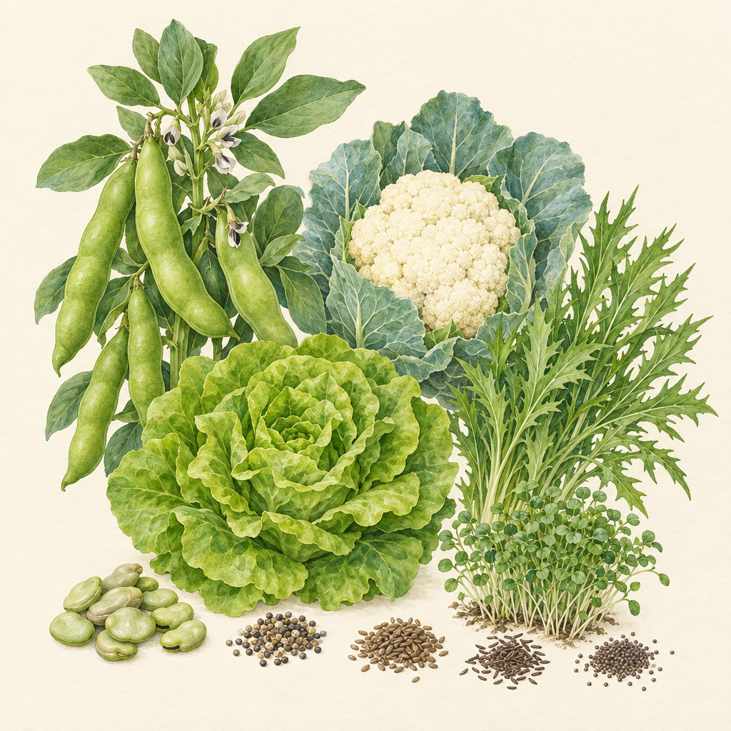 Botanical watercolour for the Compact Winter Garden seed bundle