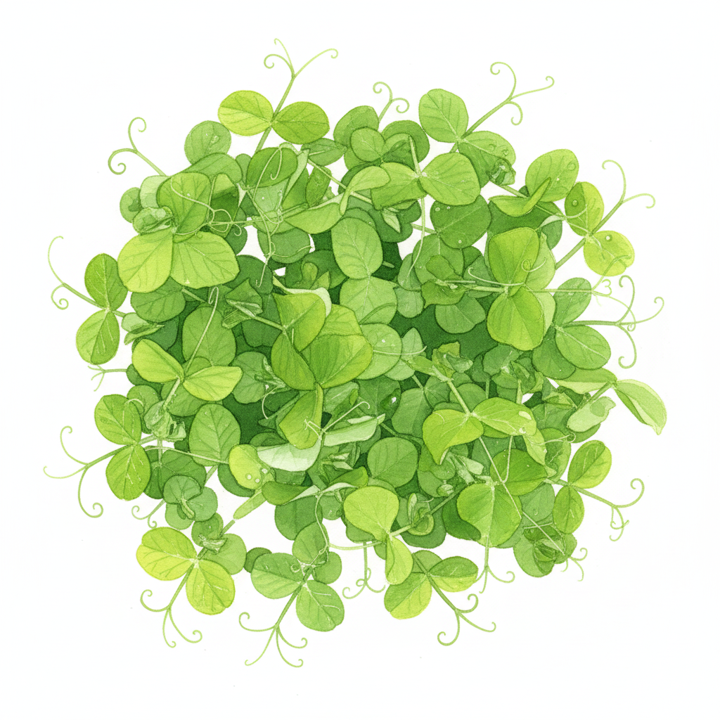 Green Pea Shoots Watercolour Botanical