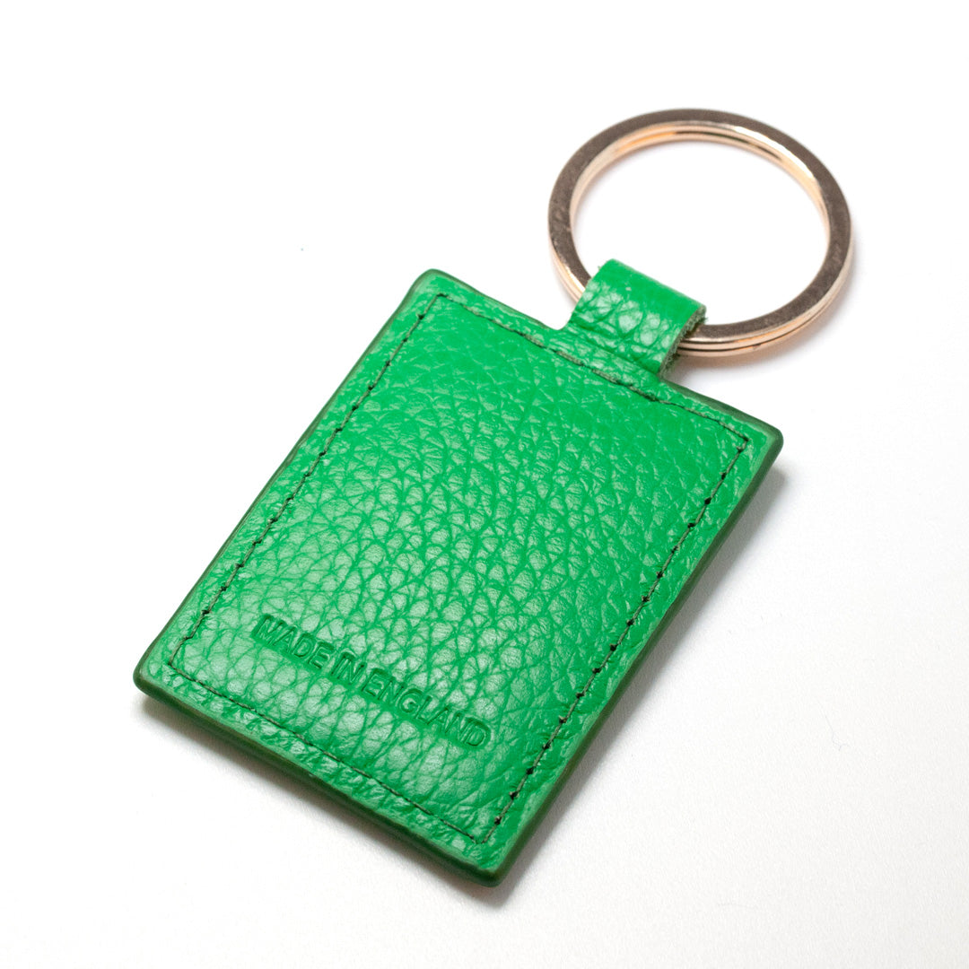 Stylish Green Pebble Grain Key Ring - Handcrafted Italian Leather Accessory