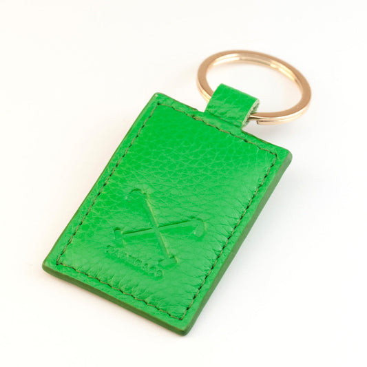 Stylish Green Pebble Grain Key Ring - Handcrafted Italian Leather Accessory