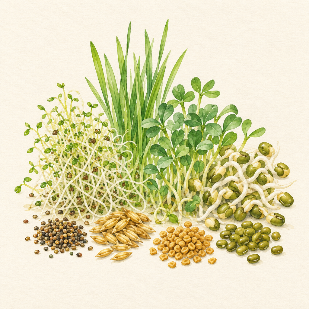 Indoor Sprouting Selection botanical watercolour