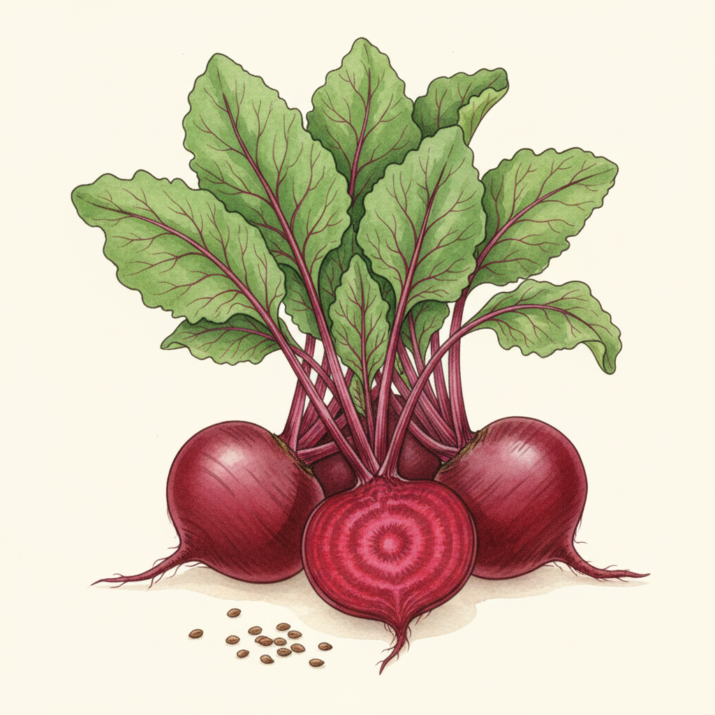 Organic Beetroot Boro F1 Watercolour Botanical