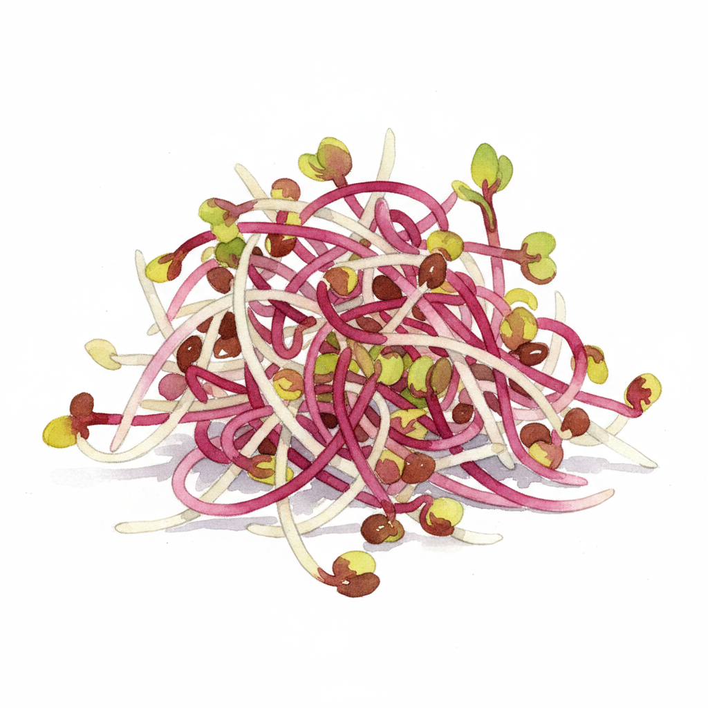Radish China Rose Sprouts Watercolour Botanical