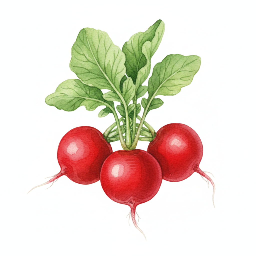 Radish Scarlet Globe Watercolour Botanical